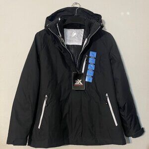 ZeroXposure Woman Hoodie Jacket with Removable Double Lining & Hoodie, Black, L